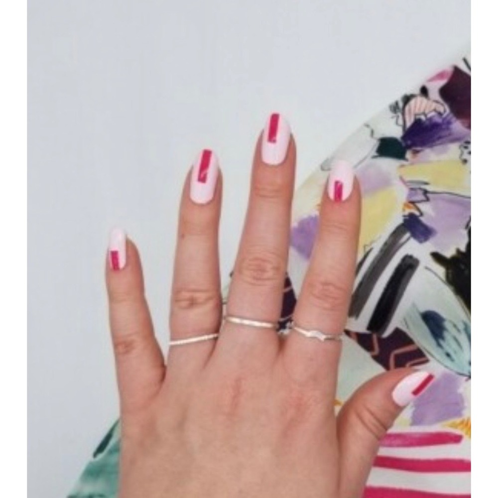 Color Street Pink Outside The Box Nail Polish Strips FDC228 Geometric Pink New